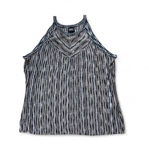 Black/white/brown striped space-dyed rayon INC International Concepts tank top M